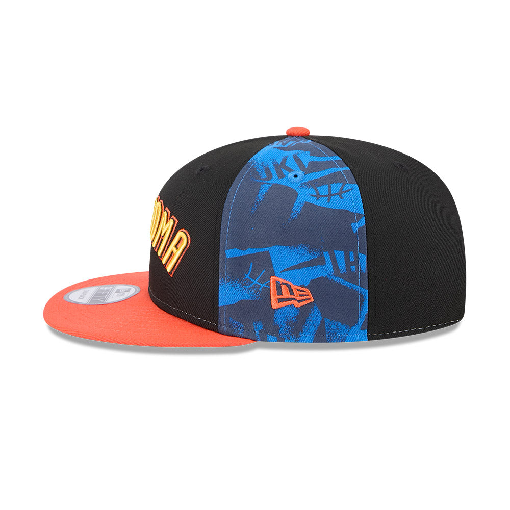 Oklahoma City Thunder Youth Kids Hat - JR NBA 2024-2025 City Edition Black Orange 9Fifty Snapback Cap - New Era